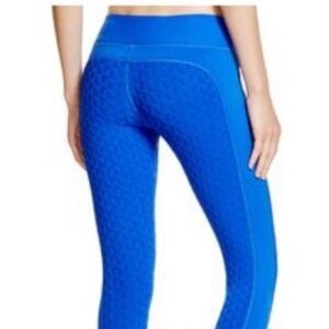 Trina Turk Azul Blue Jacquard Jet Set Pattern "Bermuda Triangle" Leggings Small